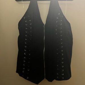 Zenobia- black halter. Corset lace up. 3x